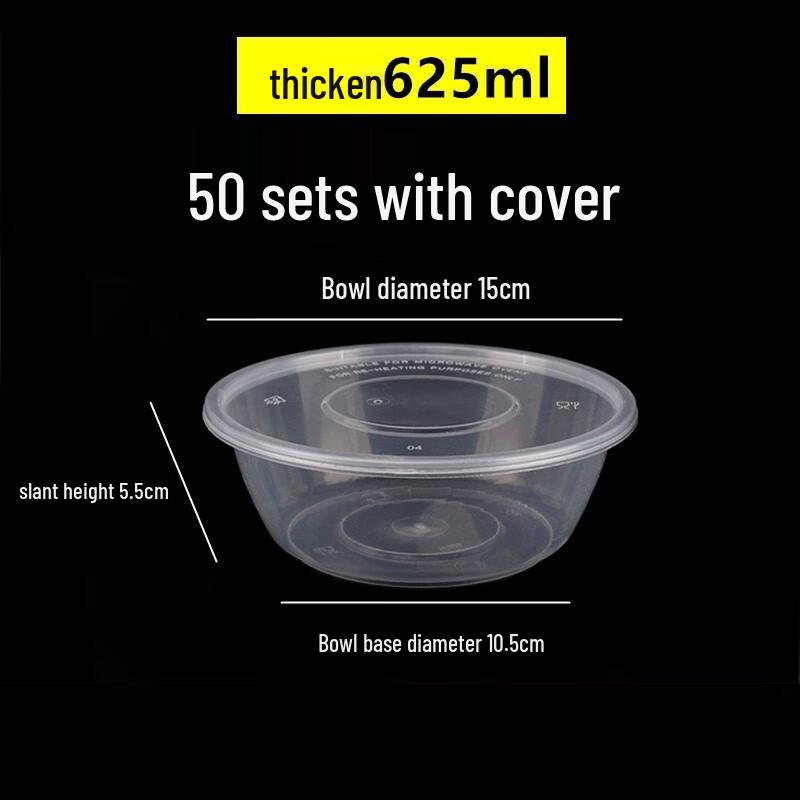 MOLUONA 625ml Round Transparent Disposable Food Containers with Lids - 50 Sets