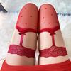 Sexy Suspender Stockings Thigh High Stockings Lace Long Stockings Thin Knee High Socks with Straps Bowknot for Women and Girls