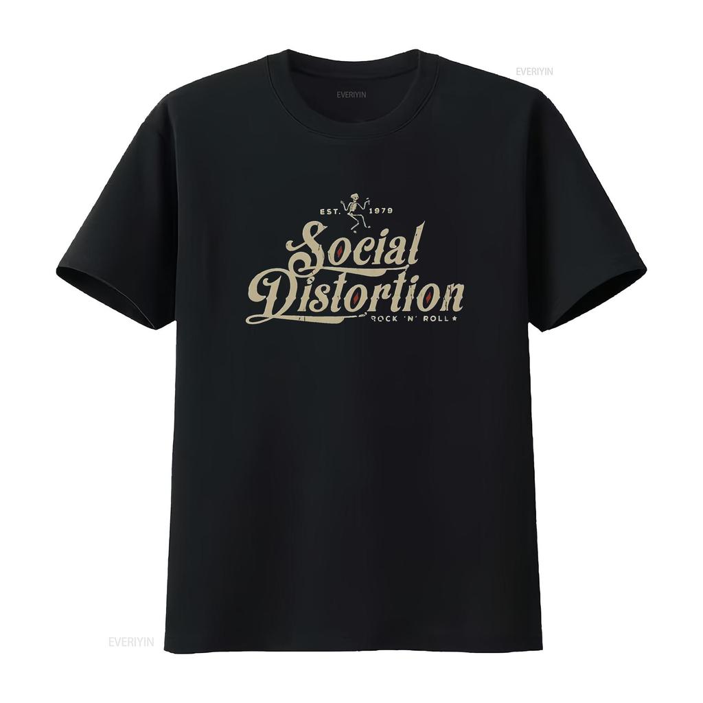 Maglietta da uomo Social Distortion Uomo Moda Classica Girocollo Cotone Nero 4X Large vintage Lavata Alla moda Elastica