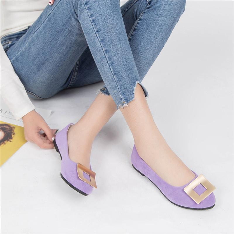 Women Girls Solid Big Size Slip On Flat Shallow Comfort Casual Single Shoes 23 Colors