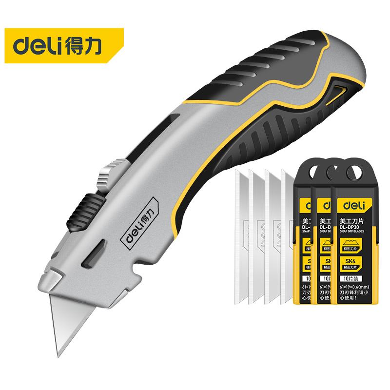 Deli Heavy-duty Stable Retractable Art Utility Knife Zinc Alloy Cutter Professionnel Wallpaper Wrap Faca Art Supplies Stationery