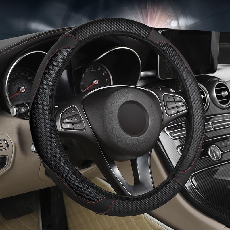 

Carbon fiber PU leather car steering wheel cover, without inner ring, suitable for 14.5-15 inch automotive products чёрный