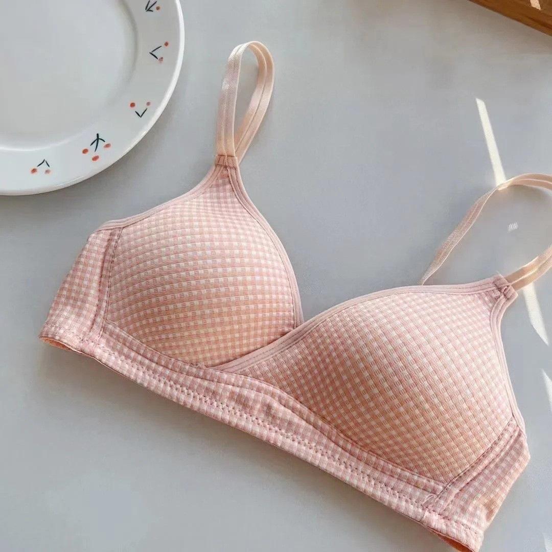 

Нижнее белье для девочек-подростков со сборками на груди без стального кольца, бюстгальтер для школьников, антипровисающий бюстгальтер для сбора груди 38#