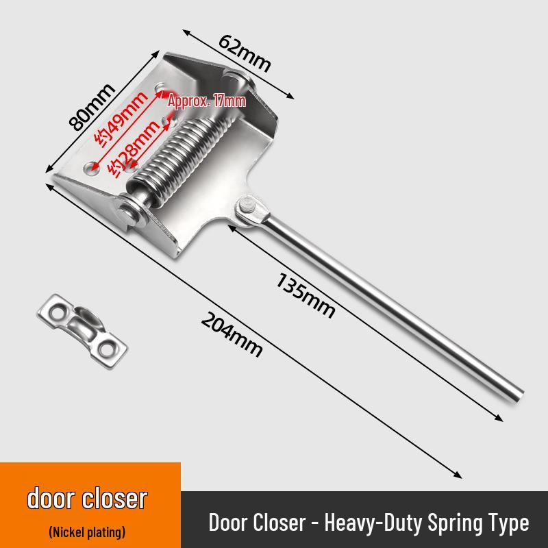 Automatic No-Drill Wooden Door Closer with Rebound Feature