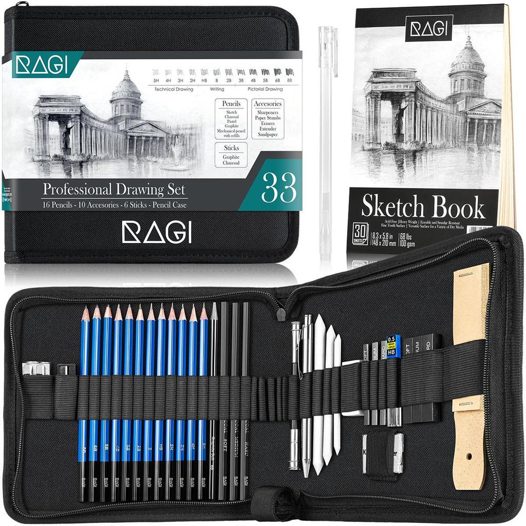 Set Di 8 Matite Con Gomma Incorporata – Perfette Per Artisti, Schizzi, Disegni A Carboncino E Illustrazioni