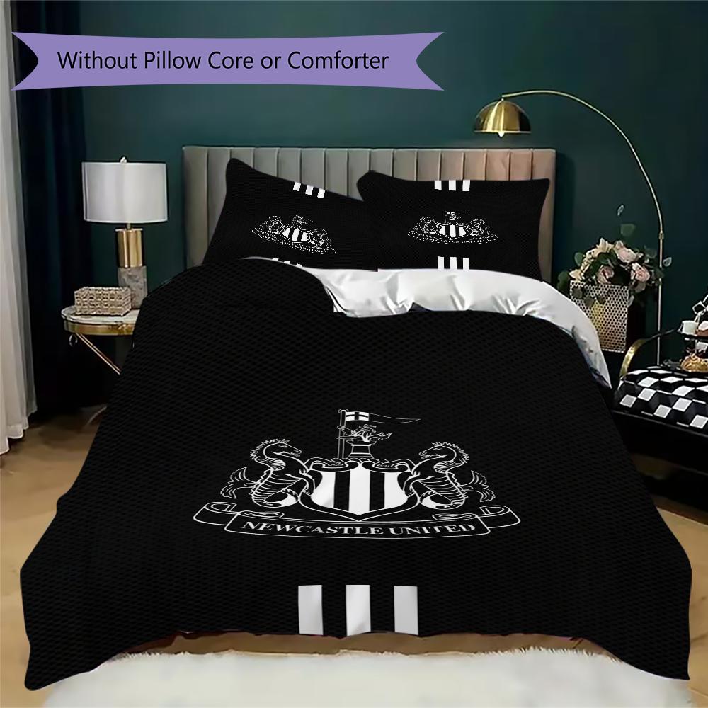 Newcastle United FC Muster Bettwäsche Steppset Bettbezug Kissenbezug Heimdekoration Geburtstagsgeschenk (1 * Bettbezug + 2 * Kissenbezug ohne Füllung)