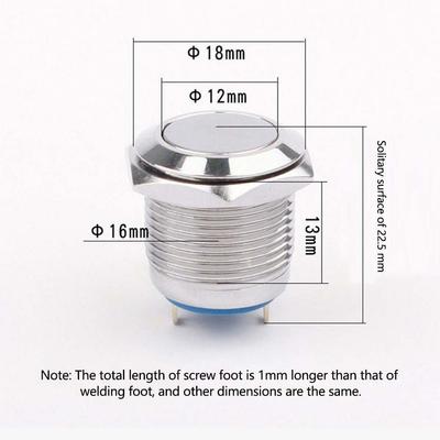 1 Pcs Waterproof Momentary Switch Metal Push Button