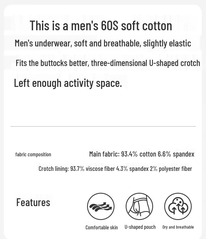 Fenteng Men's 3-Pack 60S Soft Cotton Boxer Briefs