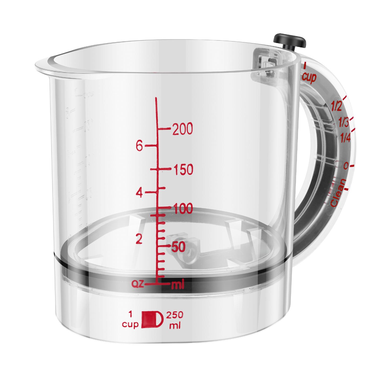 

4 In 1 Push Type Measuring Cup with Scratch Type Sealed Base Dual Scales Adjustable Measuring Cup Kitchen Cooking Baking Utensil