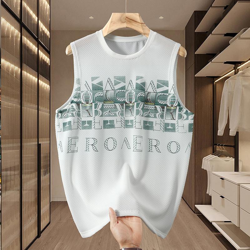 Plussstørrelse 5XL-11XL Oversized Ermeløs T-skjorte for Menn Sommer Topper Casual T-skjorte Sommerklær