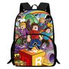 15-Inch Roblox Cartoon Backpack, Large Capacity Back Support Backpack with Front Pocket, Suitable for Unisex Children Aged 5-8