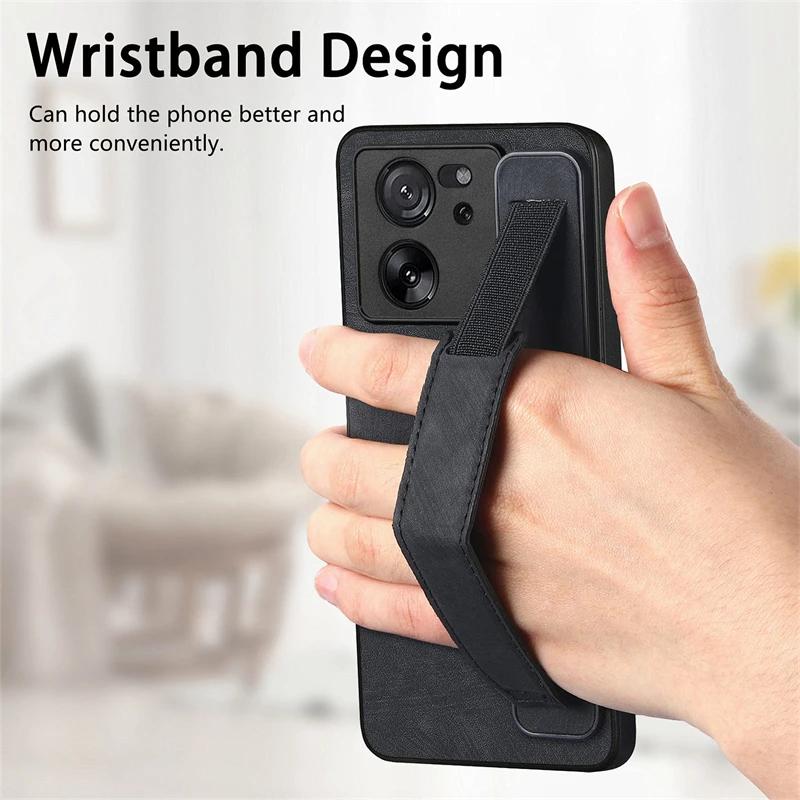 Leather Case For Xiaomi 15T 14T 13T 12X 11T 13 12 Mi 11 Lite 5G NE 10T Pro 11i Wrist Strap Holder Silicone Case Back Cover Funda