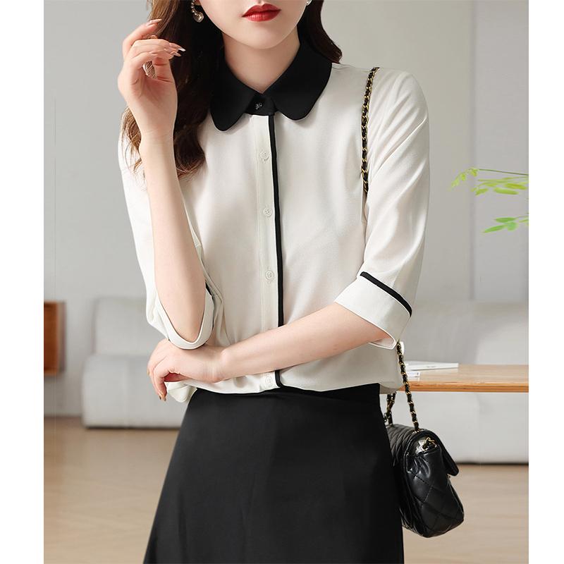 [Color Collar Shirt] 2025 Summer Minimally Aging Fresh Professional Commuting Versatile Shirt Women's Top