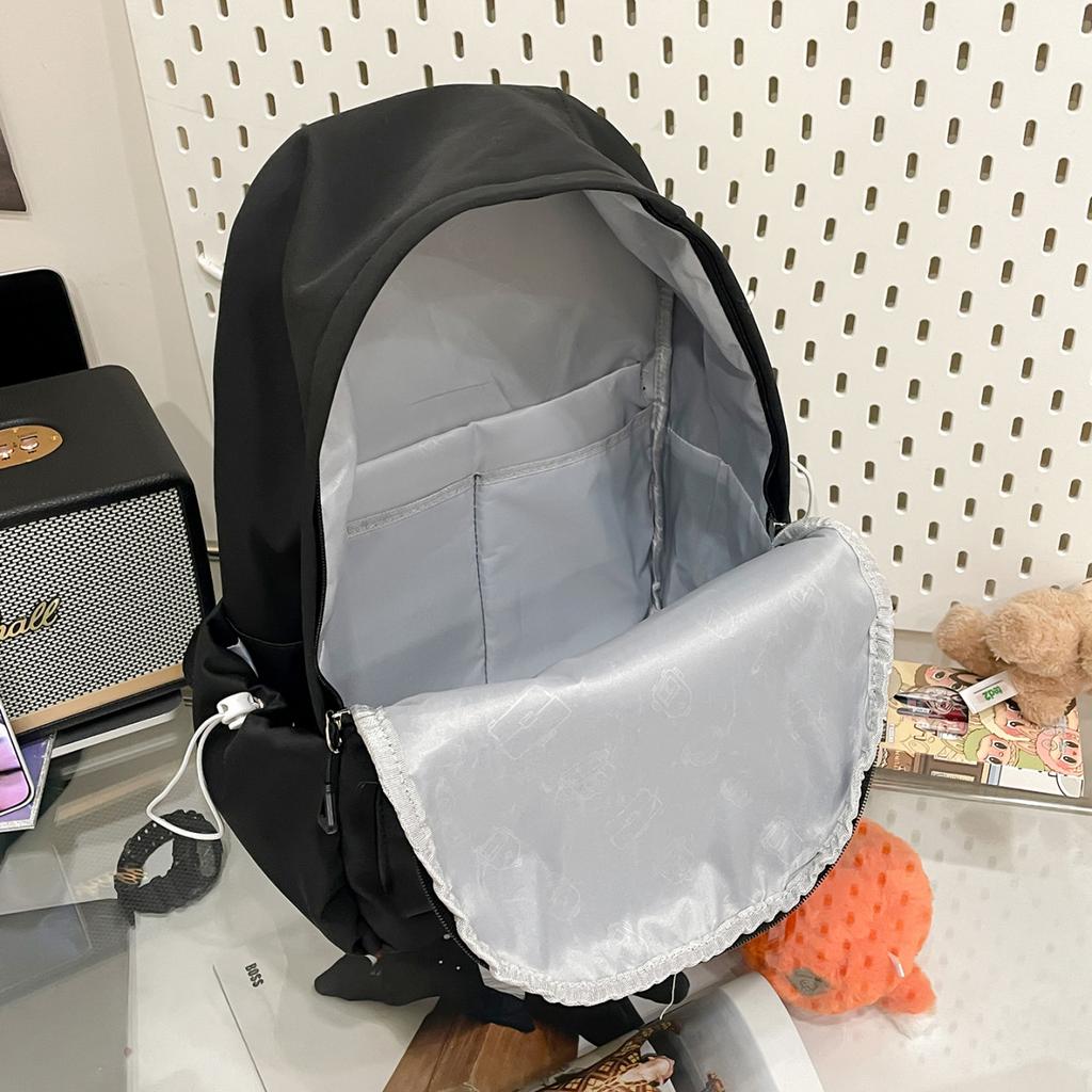 Simple Backpack Female Versatile Solid Color Casual Backpack Simple Large Capacity Junior High School Student Schoolbag