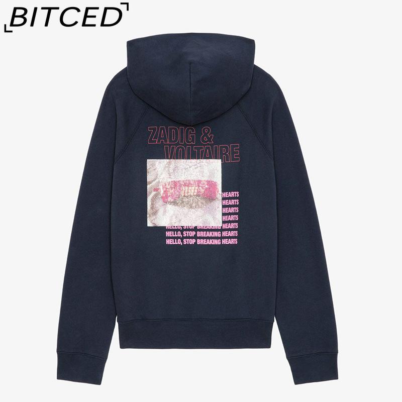 BITCED Women's Winter Printed Fleece-Lined Hooded Sweatshirt
