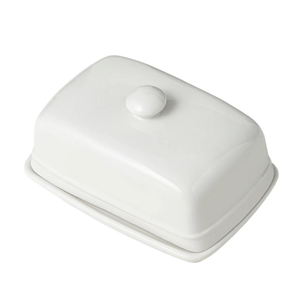 Porta burro in ceramica di forma rettangolare moderna con finiture lisce, vassoio da portata multiuso adatto per frigorifero di cucina