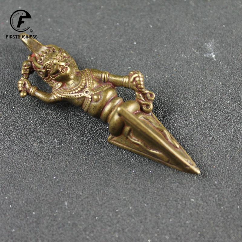 64G Brass Nepal Yamantaka Head Vajry Pestle Ornaments Vintage Brass Pendant Buddha Instruments Lucky Home Decorations Avoid Evil