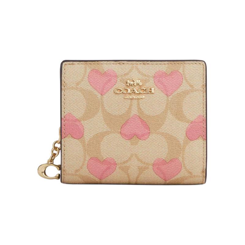 COACH Snap Wallet 10 Heart-print snap closure Signature coated canvas and smooth leather Wallet Women s pink розовый