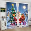 Set Of 2 Christmas Santa Claus Tree Pattern Printed Curtains Decorations Home Room Curtain Polyester Stylish