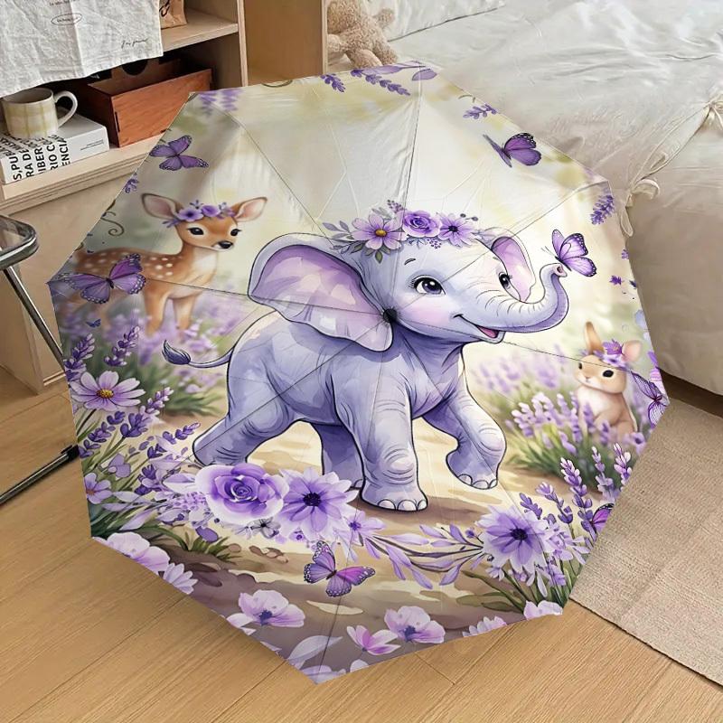 1PC Elephant Umbrella-8-Rib Reinforced, Automatic Open, Lightweight & Durable, Fashion Accessory for Outdoor, H0344