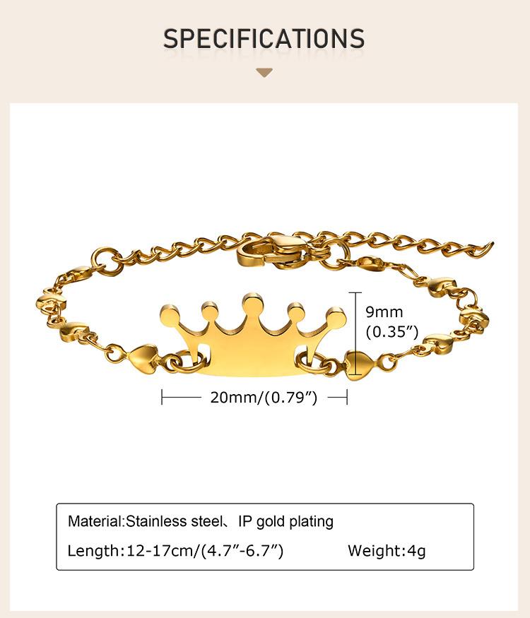 Personalized Name Crown Bracelet for Little Boy Girl , Customized ID Bangle, Stainless Steel Not Allergic Birthday Gift