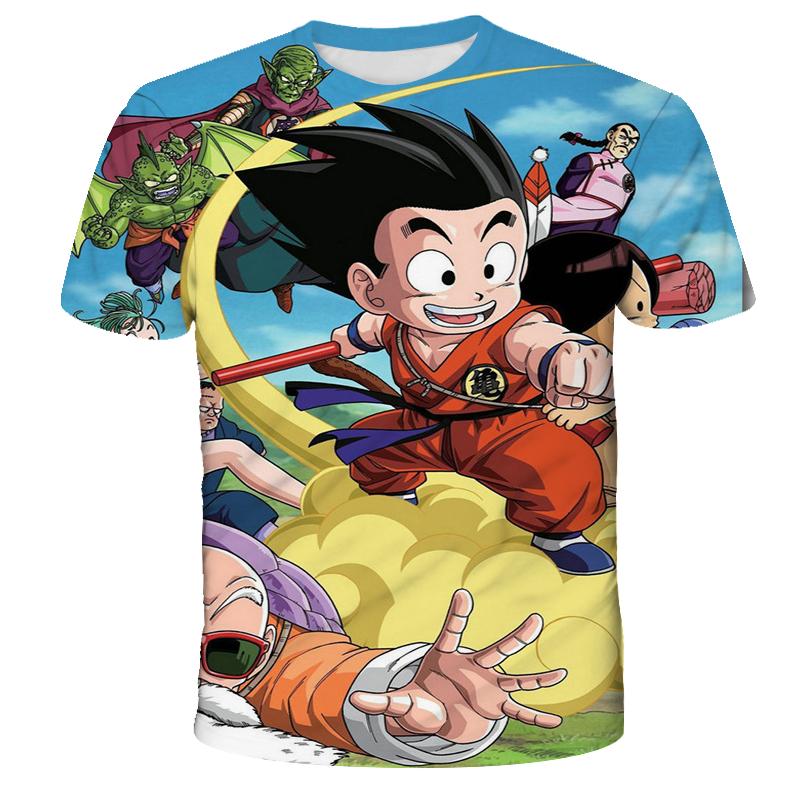 Camiseta de Dragon Ball para Niños Tops Camiseta Figuras de Anime Son Goku Super Saiyan Camiseta Camisetas para Niños Ropa para Niños Verano Manga Corta