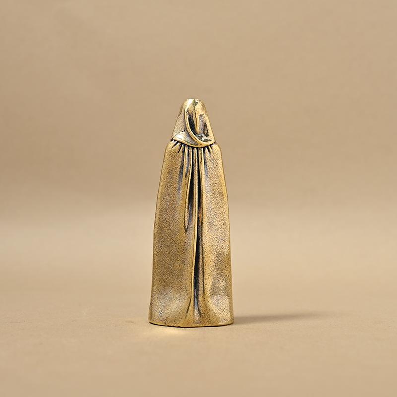 Grim Reaper Small Statue Brass Faceless Men Hooded Robe Figurines Retro Metal Home Office Desktop Decorations Ornaments Gifts