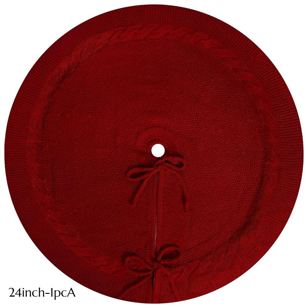 

Thick Red/White Holiday Tree Skirt Christmas Vintage Design Fabric Cover Uses for Festive Tree Stand Base