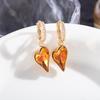 High-End European & American Zircon Heart Earrings – Colorful, Elegant Hoops, Clips & Dangles for Women
