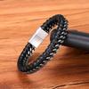 Luxury Vintage Handmade Leather Braid Men Bracelet Stainless Steel Buckle Business Men's Bangles for Friend Partner Lovers