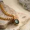 Comfortable Lightweight Oval Zirconia Pendant Necklace for Daily Use on Stainless Steel Gold Plated Chain