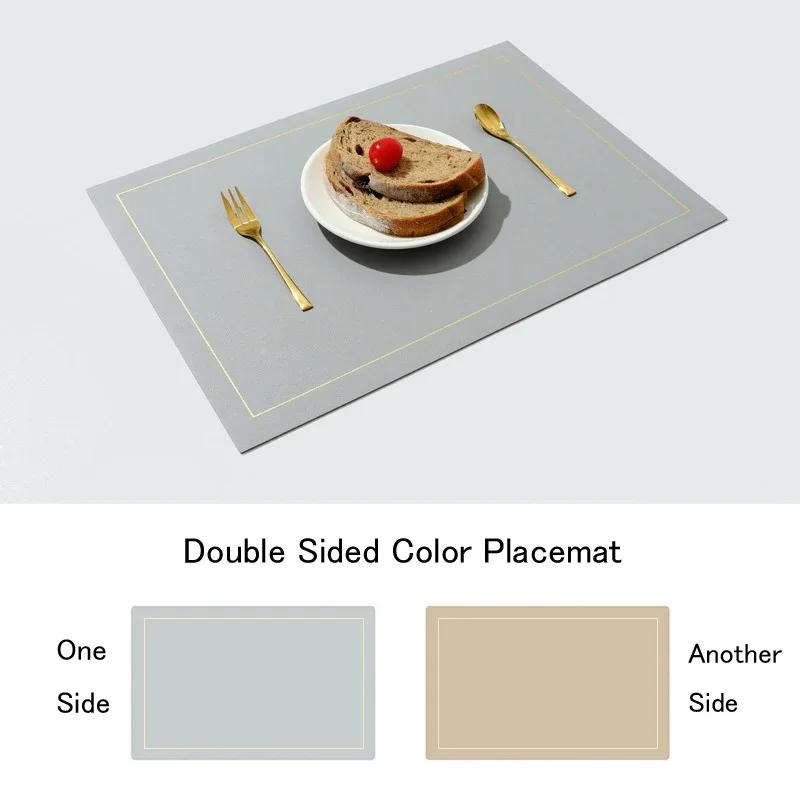 Northern INS PVC Leather Placemat Solid Color Square Heat-Resistant Waterproof Double-Layer Table Mats