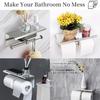 Wall Mounted 304 Stainless Steel Toilet Roll Paper Holder with Shelf, Double Roll Tissue Paper Holder