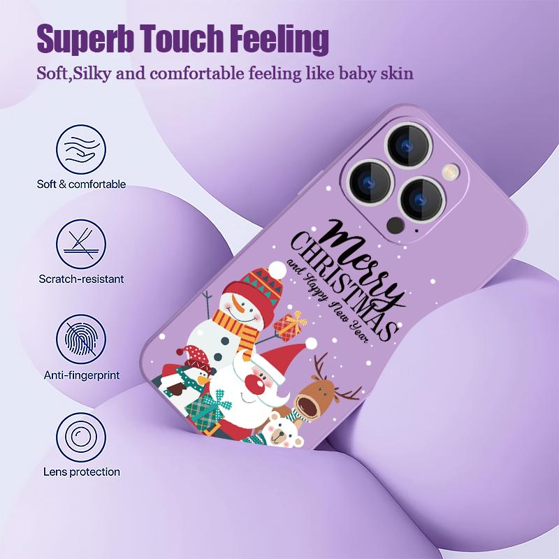 Christmas Santa Elk Pattern Slim Magnetic Cover For iPhone 16E 15 Pro Max 14 13 12 Pro 11 for Magsafe Matte Shockproof Soft TPU Lanyard Phone Case