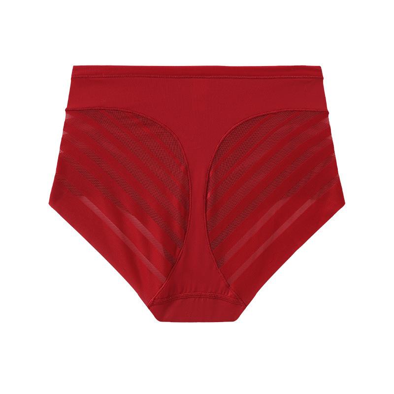 European and American large size TK mid-waist briefs, belly girdle waist lift hip transparent mesh stripes, comfortable and pure