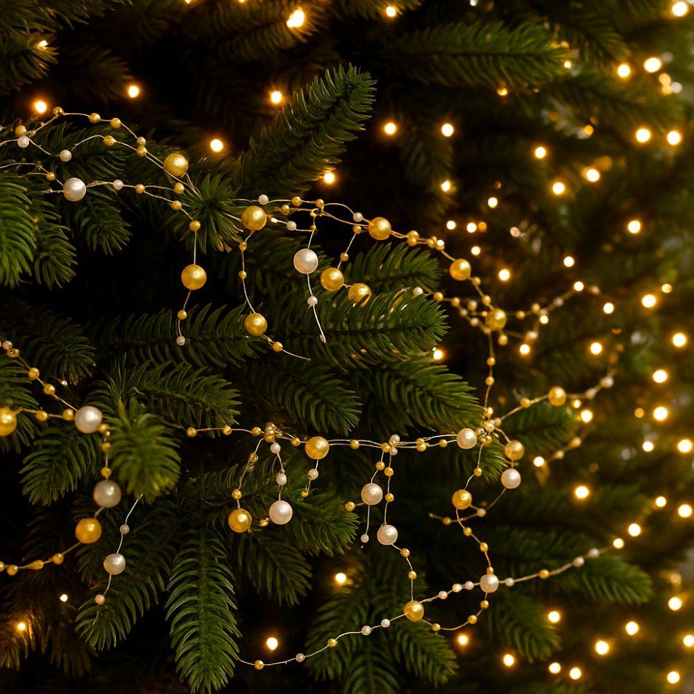White Gold Christmas Tree Beads Chain Branch Garland Crystal Curtain  Home New Year Decor