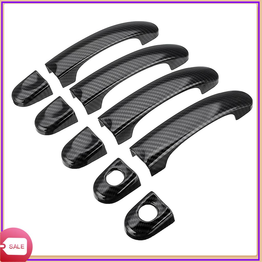 Prominent 9Pcs Set ABS Chrome Door Handle Covers Trim For TRANSPORTER T5 T6 CADDY VAN 2003-2015 Carbon Fiber Style