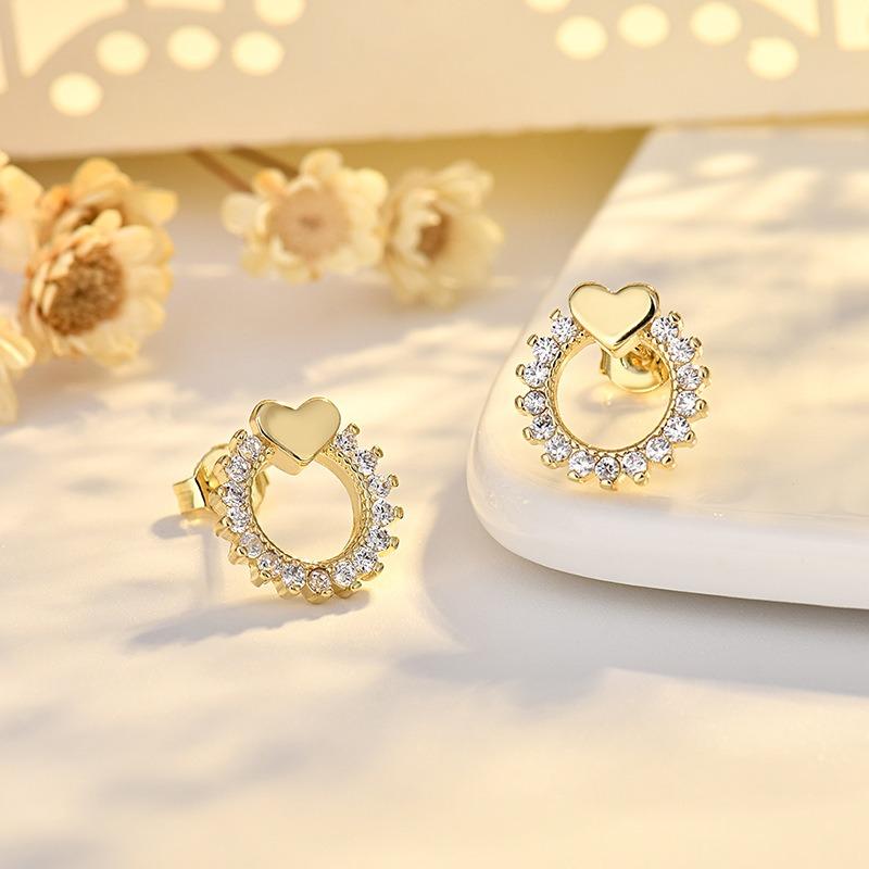 Hot Diamond-studded Earrings Creative Heart Shape Fresh Sweet Temperament Sun Flower Earrings Earrings for Women