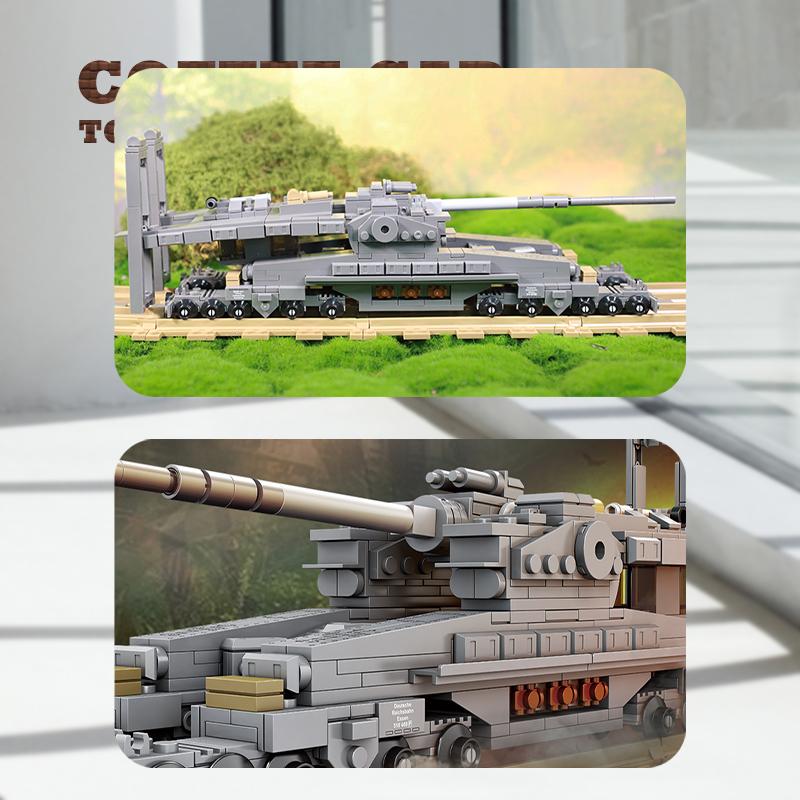 Non-Toxic Ww2 Army Railway Gun Building Blocks Military Weapon Tank Children Toys Armored Cars Model Moc Bricks Adult Kids New Year Gifts