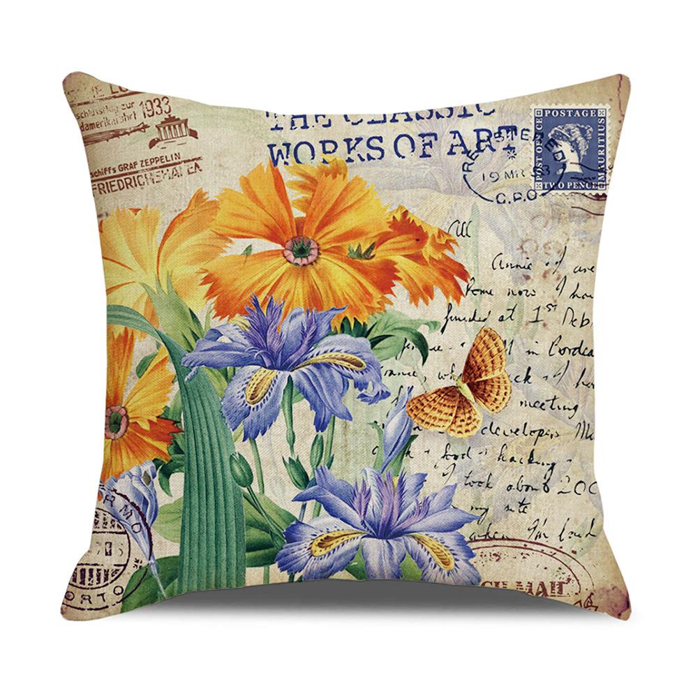 New Home Soft Furnishings Retro Butterfly Newspaper Linen Sofa Office Pillow Cover Cushion Cover