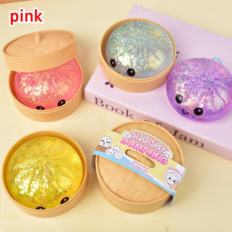 Smiling Crystal Steamed Bun Squishy Decoration Rainbow Rebound Simulated Food Stress Relief Model Home Office Figurines Kid Gift