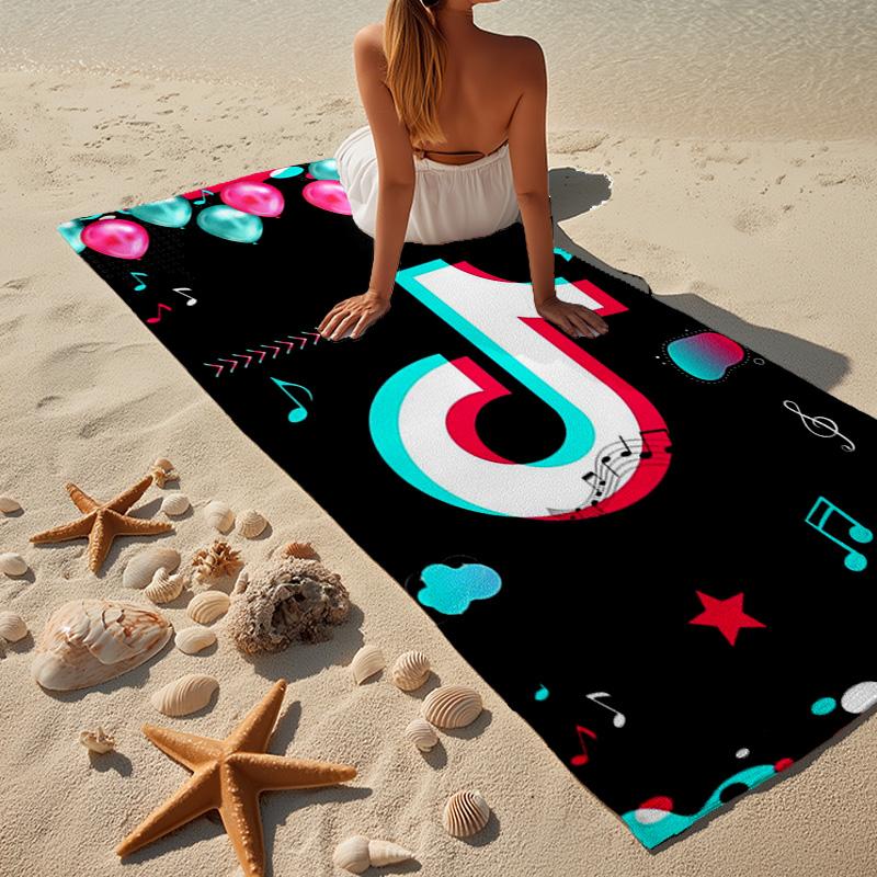 Neon Tiktok Logo Art Microfiber Beach Towel, Lightweight And Quick-Dry, for Summer Travel, Beach Essential, Swimming Pool