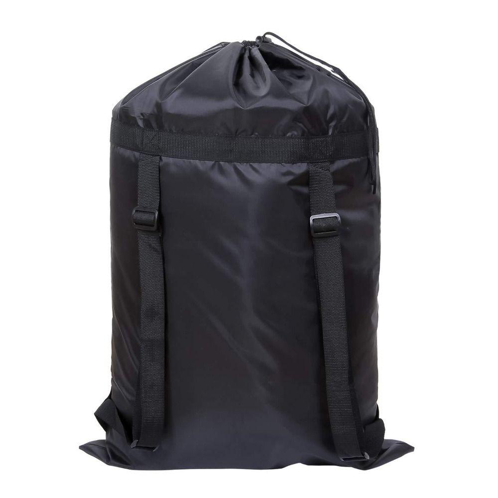 Adjustable Washing Drawstring Backpack Black Clothing Storage Bag Laundry Backpack  Camping
