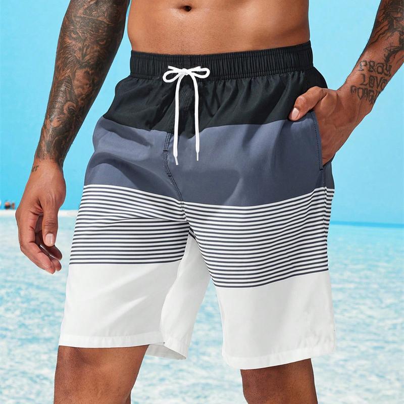 Casual Classic Stripe Beach Shorts For Men Loose Breathable Quick Dry Sport Board Short Summer Fashion Short Pant