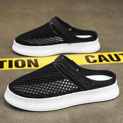 2023 Summer New Breathable and Odor Proof Mesh Surface Sports Hollow Mesh Shoes for Lazy People: One Step Heel Free Half Trailer Casual Fashion Shoes