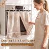 Lace Trimmed Oven Door Curtain With Center Tie Cotton Blend Grid Kitchen Appliance Cover