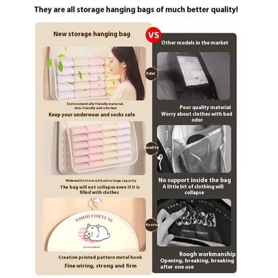 2/3Layer Large Capacity Storage Mesh Bag Underwear Socks Storage Bag Breathable Wardrobe Organizer With Clothes Hanger