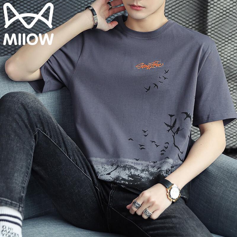 

MiiOW Men s Pure Cotton Short Sleeve T-Shirt M