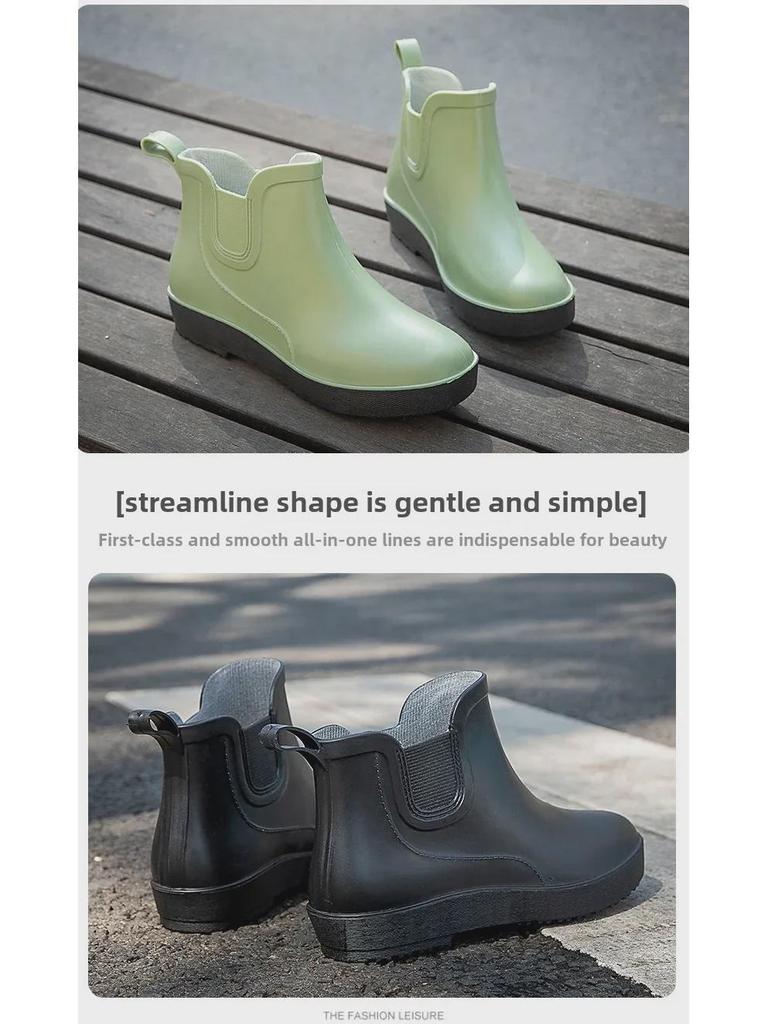 Wasserdichte, rutschfeste, modische Regenstiefel für Damen – kurzes Rohr, dicke Sohle, perfekt für Outdoor-Aktivitäten wie Angeln und Autowaschen