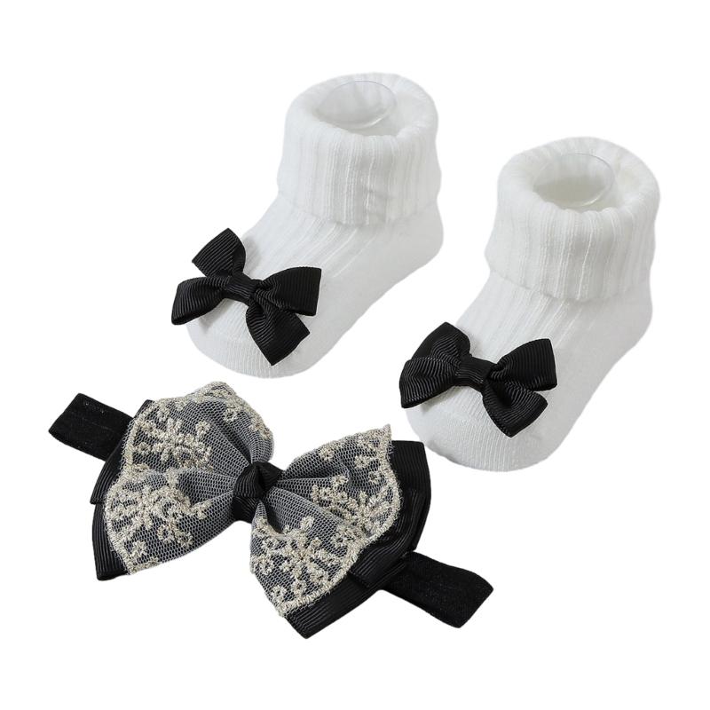 Baby Strick Socken Kopfbedeckung Prinzessinnen Stil Baby Mädchen Stirnband Socken Modische Haaraccessoires für Säuglinge & Babys